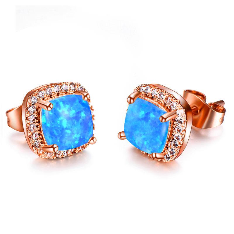 Luxury Female Yellow Pink Stone Earrings Fashion Silver Wedding Jewelry Vintage Double Stud Earrings For Women