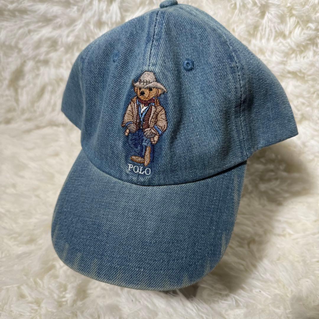 Used POLO bear embroidery vintage denim cap free size