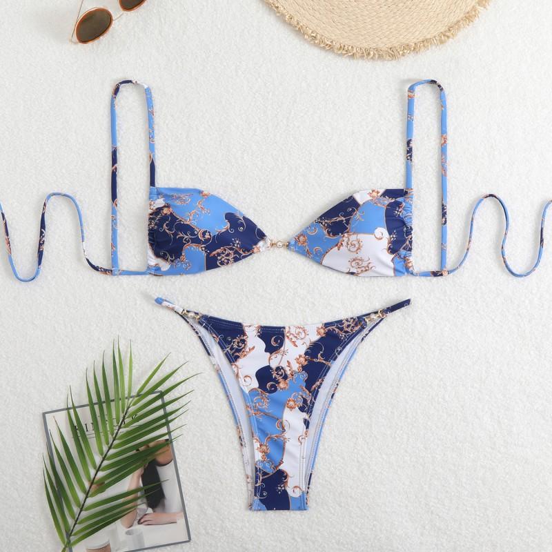 Leopard-print Sexy Bikini Suspender Swimsuit Women's High-class Beach Hot