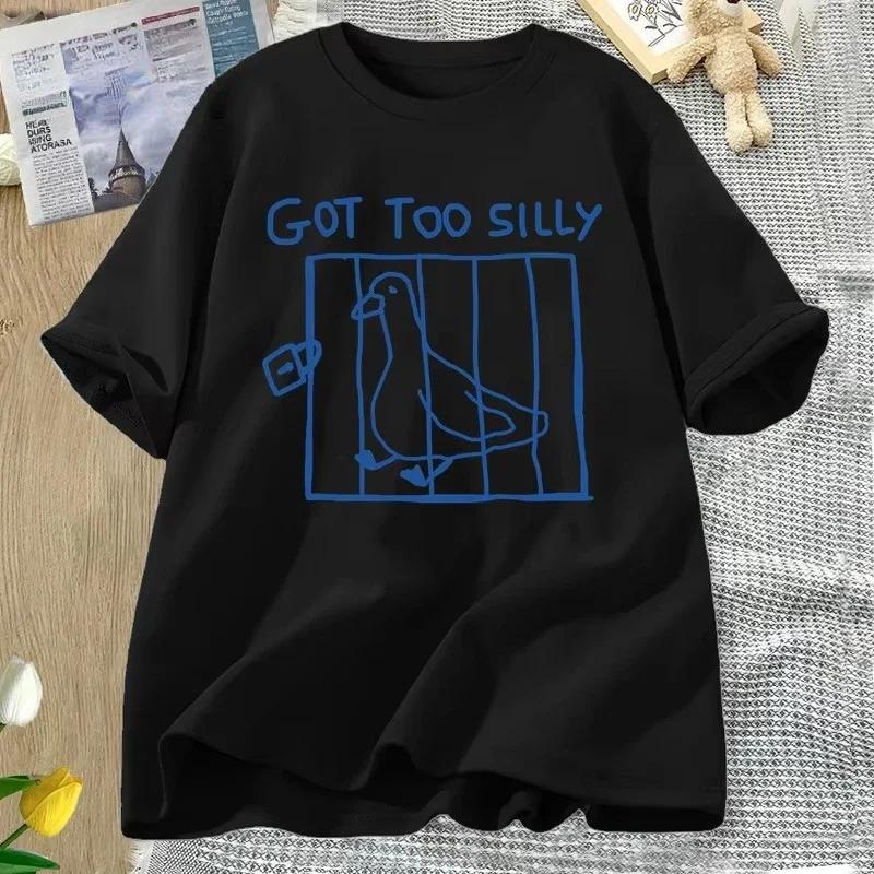 Harajuku funny silly goose printed Tshirt casual Womens Tshirt streetwear short sleeved Womens Tshirt