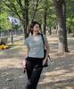 KIIMUIR (Women) Flower Frill Short Sleeve T-Shirt_Gray