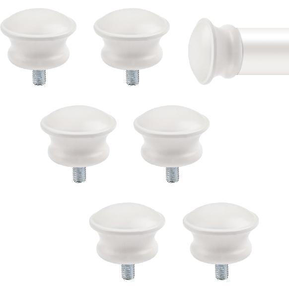 

Curtain Finials, 6Pcs Plastic Mushroom Shape Curtain Rod Caps White Drapery Pole Decorative Ends Vintage Curtains Pole End Stops, Fits Dia. 5/8 inch