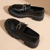 Plus Size 35-42 British Style Thick Soled Black Women's Leather Shoes New Spring and Autumn Thick Heel Loafers Women's Pumps