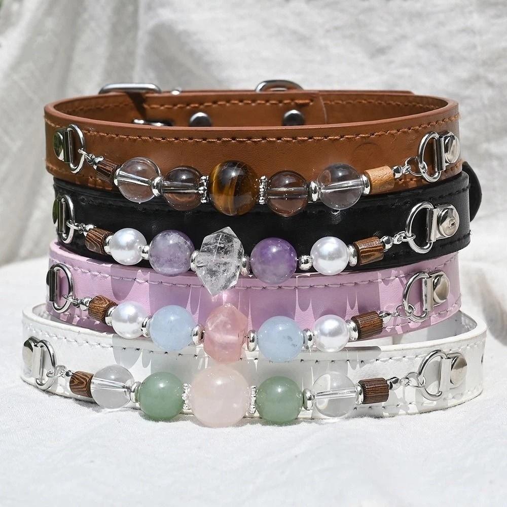 Adjustable Leather Pet Collar Detachable Dog Collar Exquisite Cat Collar Puppy