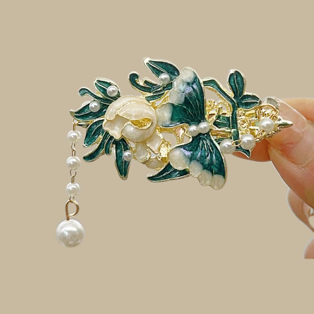 Elegant Blue Cloud Pearl Hairpin with Tassel