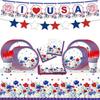 Disposable Floral Pattern Party Plates Cups Napkins Set for Events Gatherings Barbecues Weddings Birthdays