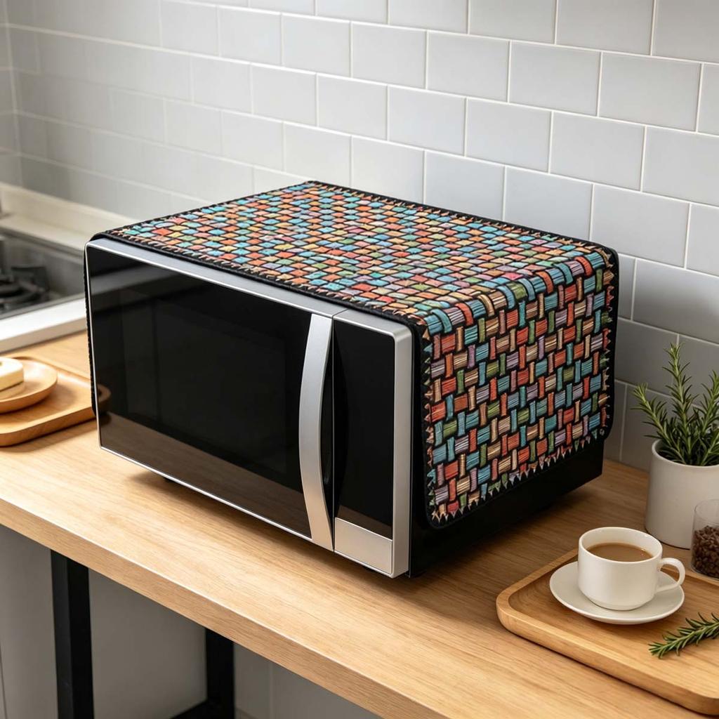 30x90cm Easy to Install Cotton Linen Microwave Dust Cover Anti Dust Cover