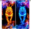 Wolf Curtains,Mystery Flame Lightning Red and Blue Wolf Pack Wildlife Decor Windows Treatments,Thermal Insulated Drapes for Kids