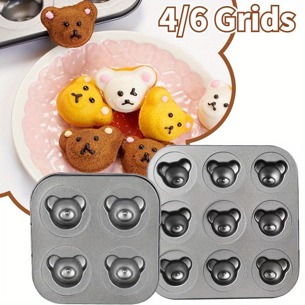 1PCS Bear Baking Mold 4 Cavities Cartoon Baking Tray Non-stick Carbon Steel Tray DIY Decorative Cookies Baking Kitchen Tools