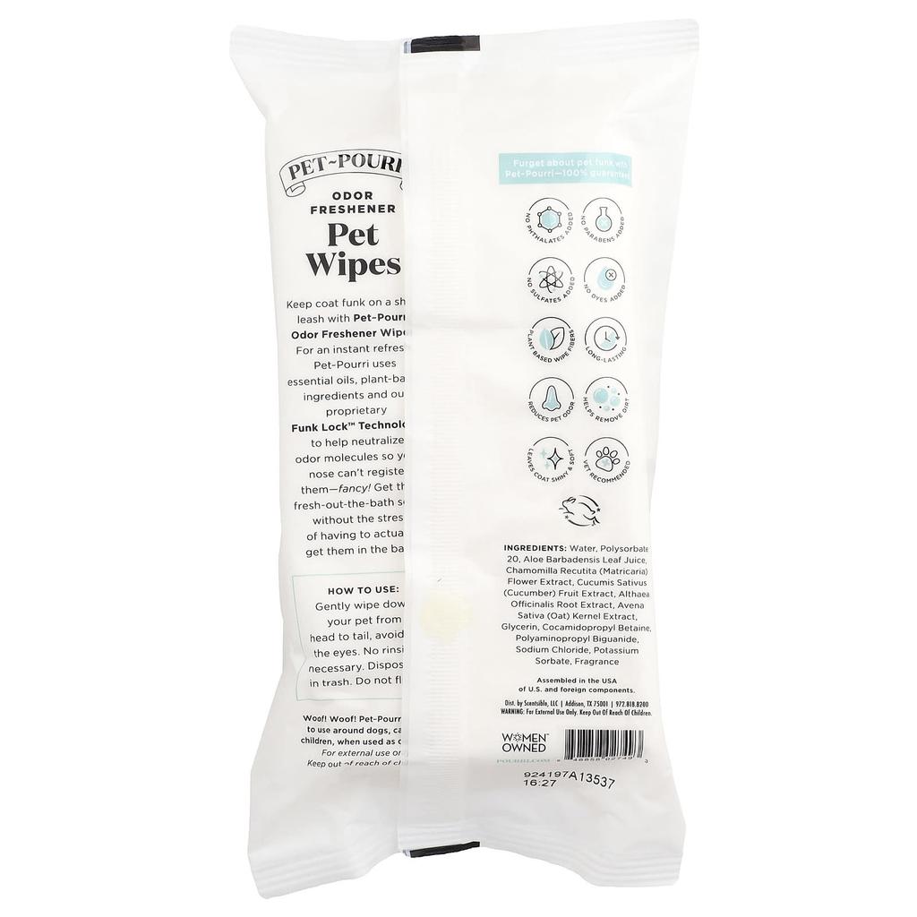 POO-POURRI Pet-Pourri™, Салфетки для очистки шерсти домашних животных, Pawsitively Fresh, 50 штук