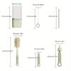 Baby Silicone Bottle Brush Portable Straight Handle Cleaning Tool Set 360° Rotating Drying Rack Combination Bottle Washing Brush