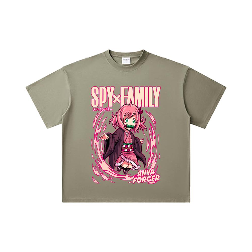 260 GSM Double Yarn 32 Count 100% Cotton Spy x Family V6 Print Unisex Heavy Cotton T Shirt