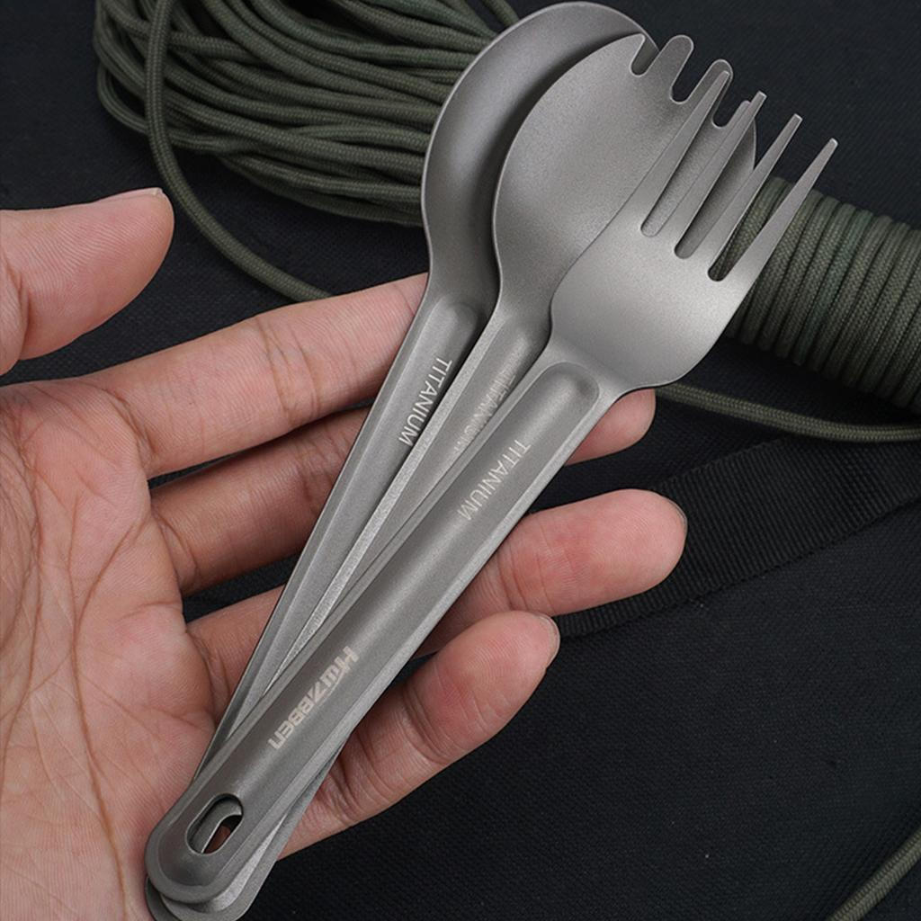 1pc Titanium Spoon/Spork/Fork Light Weight Camping Tableware Accessories