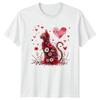 Cat Floral Heart Animals Mens T-Shirt Womens Graphic Tee Feline Lover