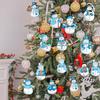 12 ks Vánoční dřevěná dekorace sněhuláka k zavěšení Farmářský rustikální svátek Zimní vánoční stromeček Kreslený sněhulák Závěsná ozdoba