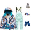 Children's Fashion Skiwear Set Boys' And Girls' Thickened Waterproof Thermal Ski Suit Five-Piece Outfit With Jacket And Trousers