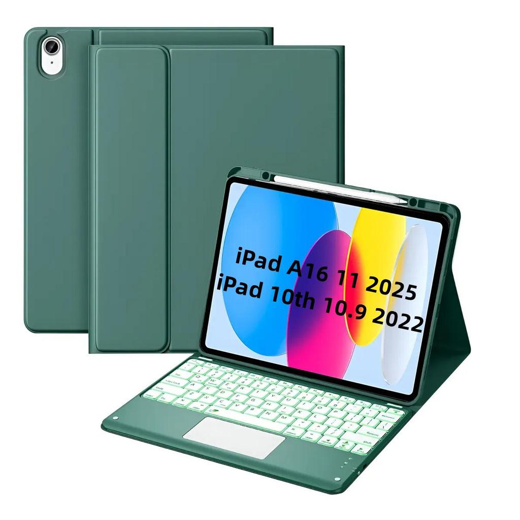 Étui Protecteur en Cuir pour Tablette iPad a16 Pro11 avec Clavier Rétroéclairé Air11 Touch et Support Magnétique pour Stylet M4