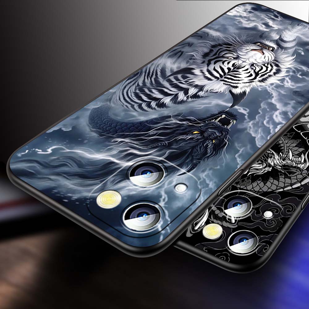 Anime Dragon Design For Apple iPhone 17 16 16E 15 14 13 12 11 Pro Max Plus Black Soft Silicone Phone Case