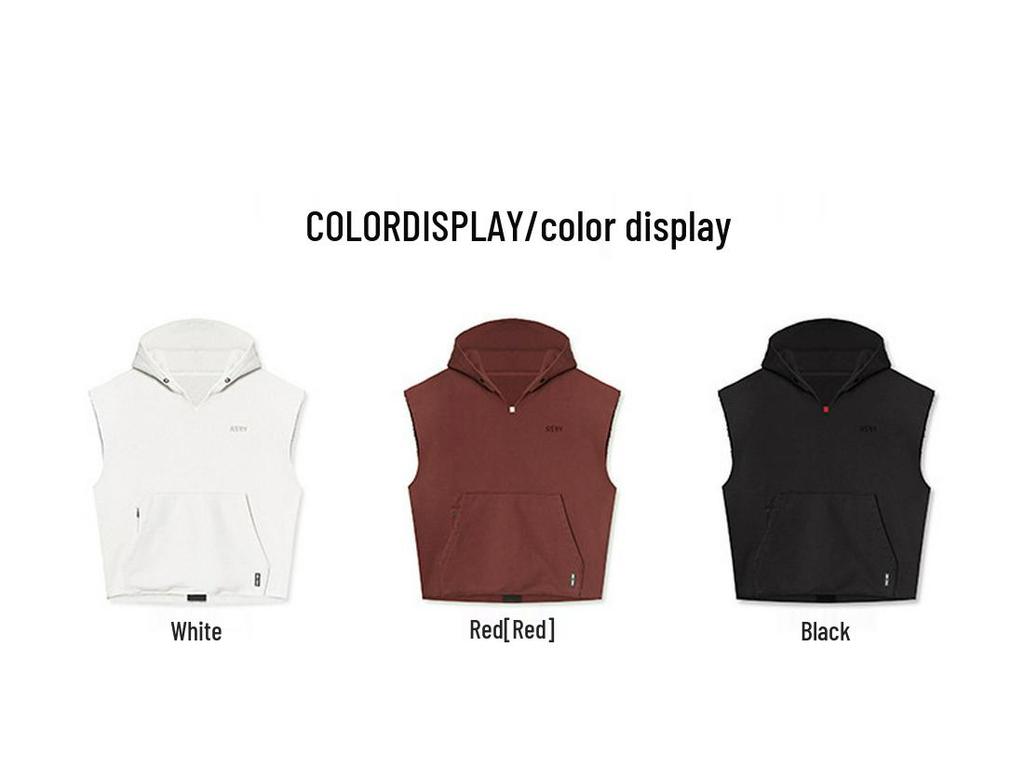 Men's Spring & Autumn Youth Thickened Multi-Pocket Sleeveless Hoodie and Sports Vest.