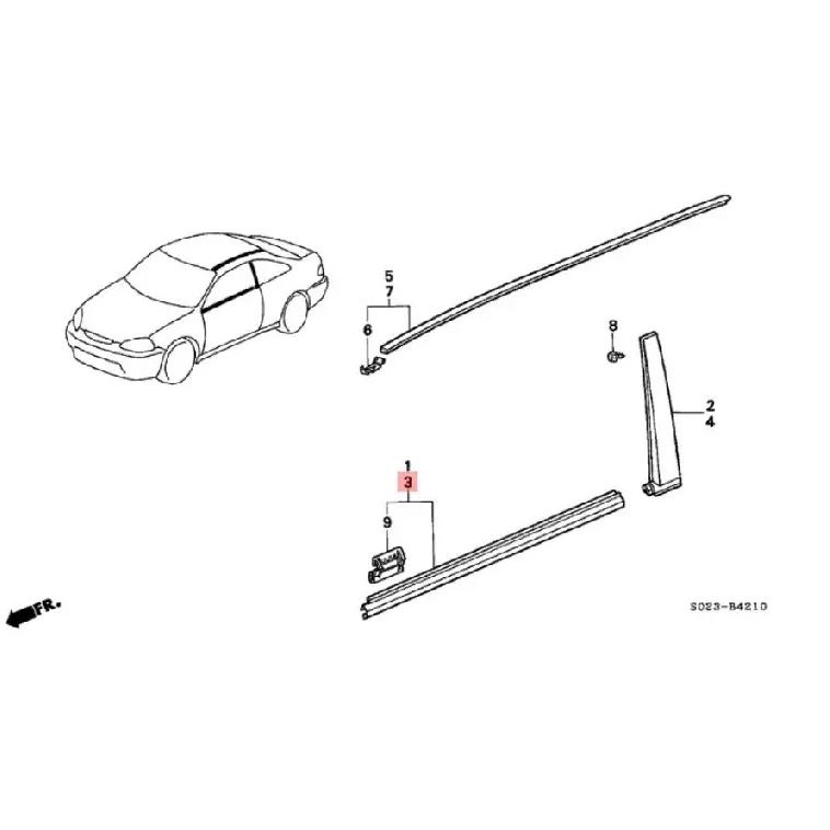 EK1 EK3 L R 1 pereche 3 Uși Ornament Exterior Bandă de Etanșare Geam pentru Honda Civic 1996-1998 Cauciuc Geam Fereastră 72410-S03-003 6th