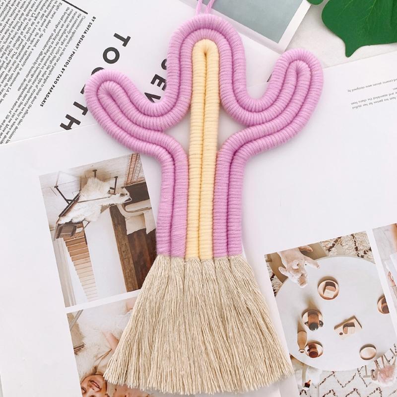 Cactus-shape Garden Ornament Wall Hanging Ig Bohemian Macrame Rainbow Wall Decor Handmade Macrame Rainbow Cactus-shape