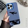 Black Airplane Design Phone Case for Iphone 16 15 14 13 12 11 Pro Max Mini Shockproof Anti-Scratch Protective Hard Cover