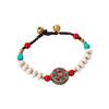 Ethnic Style Hand-woven Retro Color Beaded Bracelet Tibetan Pure Copper Bracelet Bell Antique Hand Rope Women's Jewelry