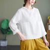 Loose Versatile Casual Top Women Hooded Shirt Spring Button Pocket Simple Loose Comfortable Blouse Plus Size