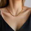French Paperclip Chain 18k Gold Plated Brass Minimalist Necklace For Women