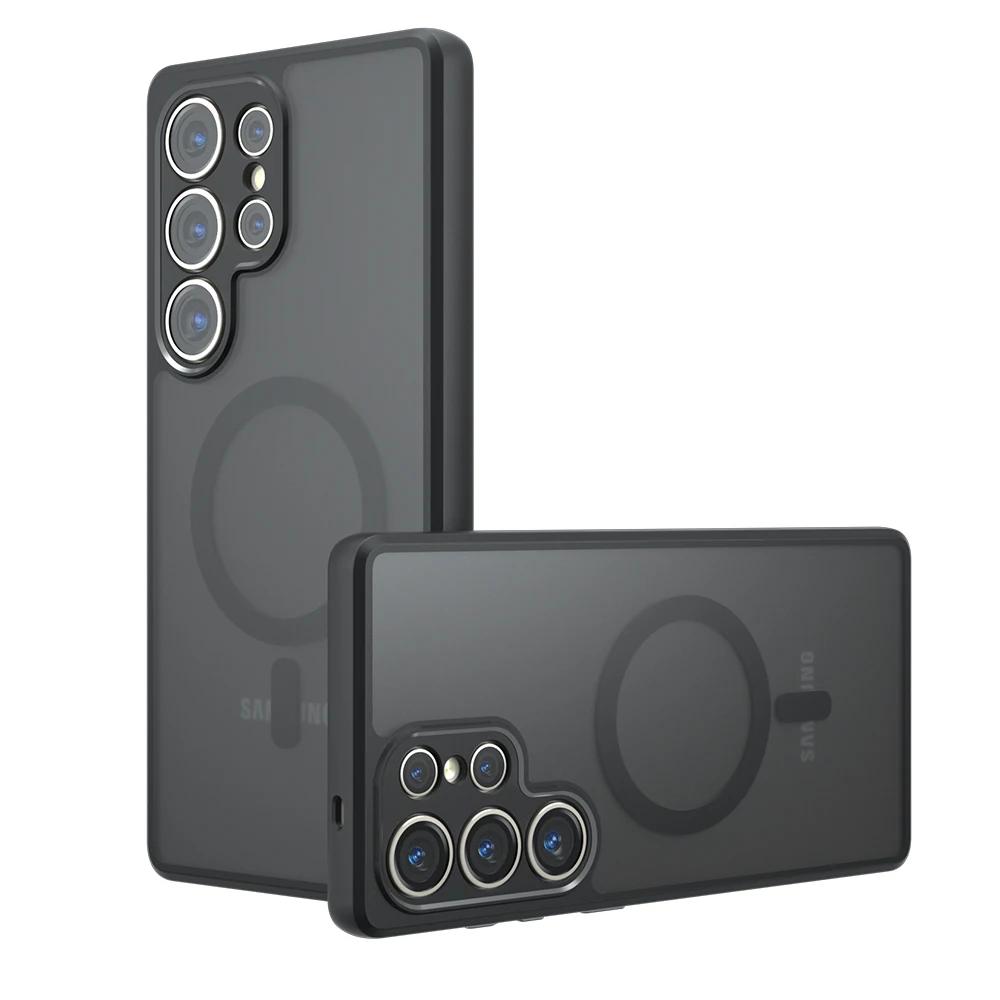 

For Magsafe Magnetic Wireless Charging Case For Samsung Galaxy S25 Ultra Plus S25Ulra 5G Shockproof Matte Back Cover Coque For Galaxy S25 Ultra чорний