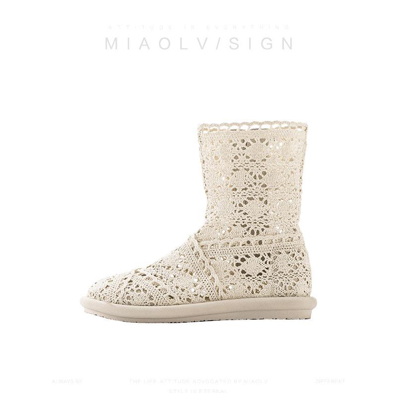

2025 новые весенне-летние ботильоны на плоской подошве, одинарные ботинки на плоской подошве, ботинки Мартина, ботинки из ажурной сетки, женские кружевные сетчатые крутые ботинки 40