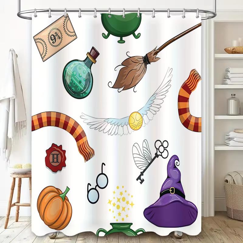 Multi-Style Shower Curtain With Hooks Waterproof Easy Clean Simple Hang For Home Hotel Dorm Bathroom Decor
