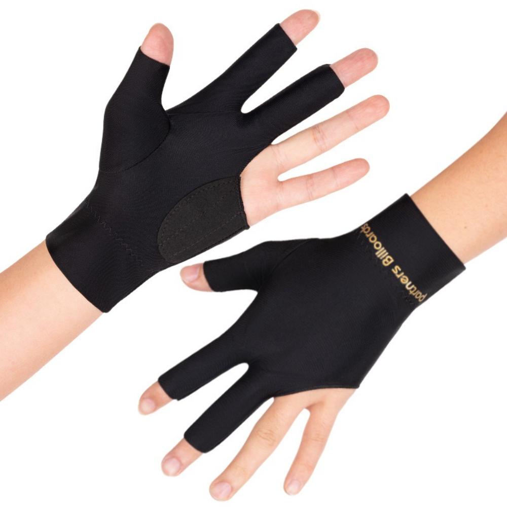 Black Eight Pure Cotton Snooker Gloves Three Finger Non-Slip Adhesive Left Hand Single Piece For Billiards