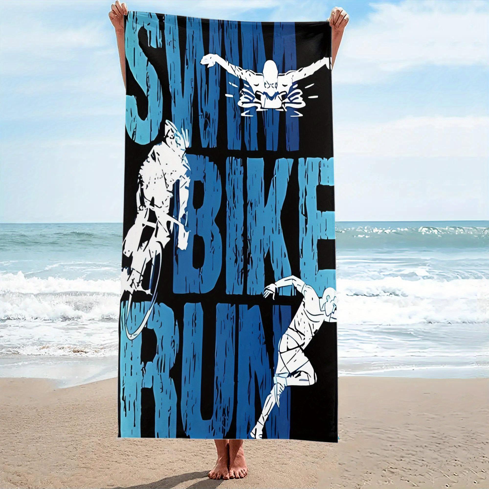 Ka Chen Muda White 1Pc Triathlon Swim Bike Run Beach Towel Quick-Dry Polyester Travel Towel Lightweight Soft Swim Towel For Camping Surfing Beach E