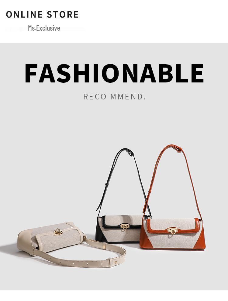 2024 Summer High-End Color Block Crossbody Baguette Bag