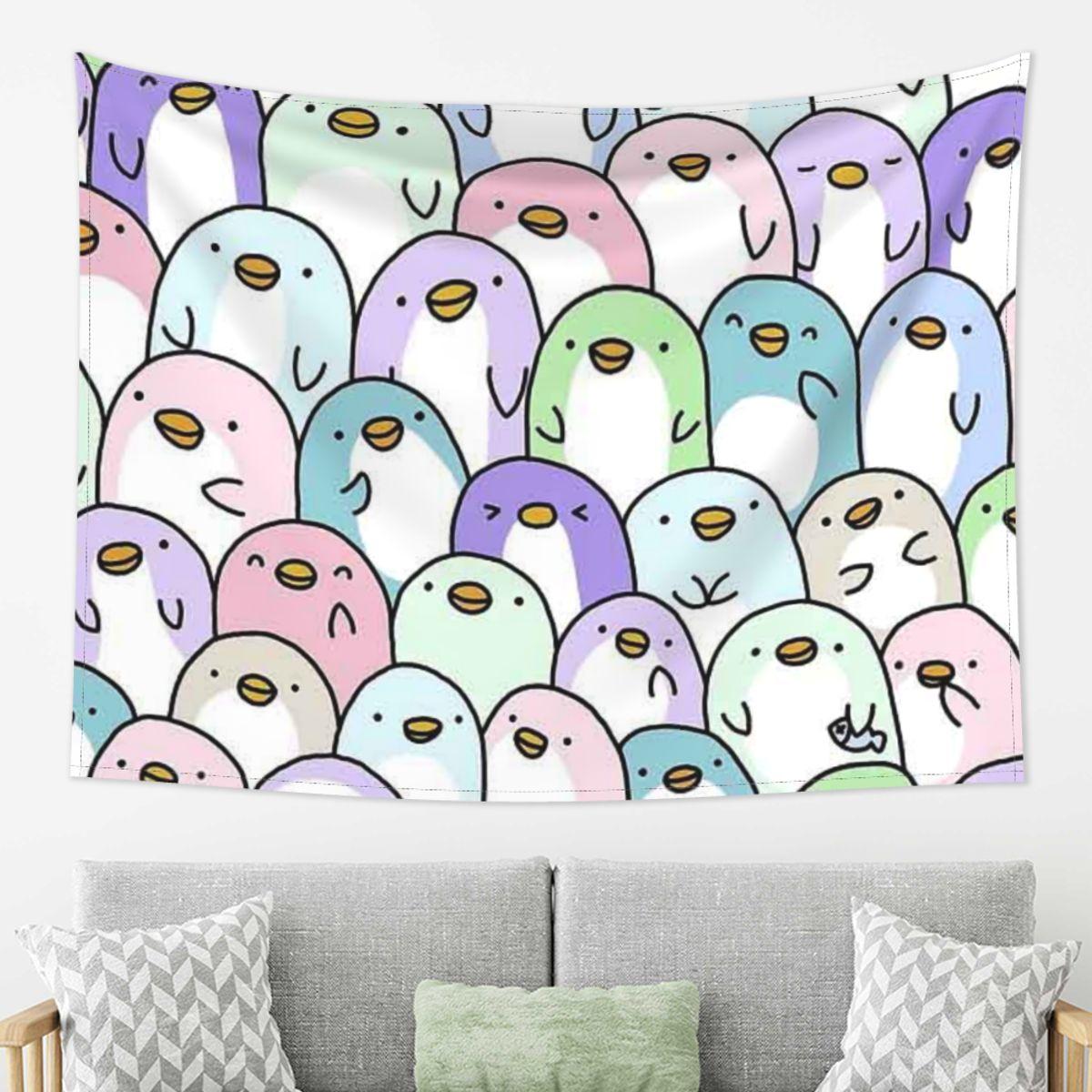 

Penguin Snuggles Tapestry Decoration Art Aesthetic Tapestries for Living Room Bedroom Home Wall Cloth Wall Hanging 74x94cm(29x37in)