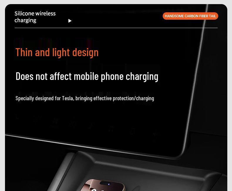 Wireless Charging Silicone Pad for Tesla Model Y/3 Center Console Interior Decoration