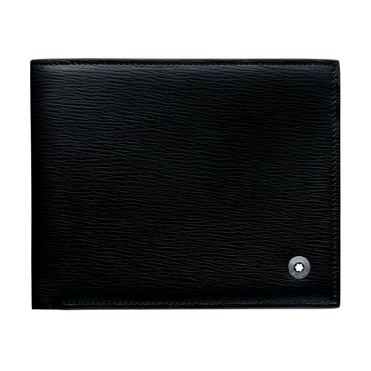 

Montblanc Urban Elegance Series Short Double Fold Leather Wallet Men wallet Black 103401 Basic Set (Bag+Dust Bag)