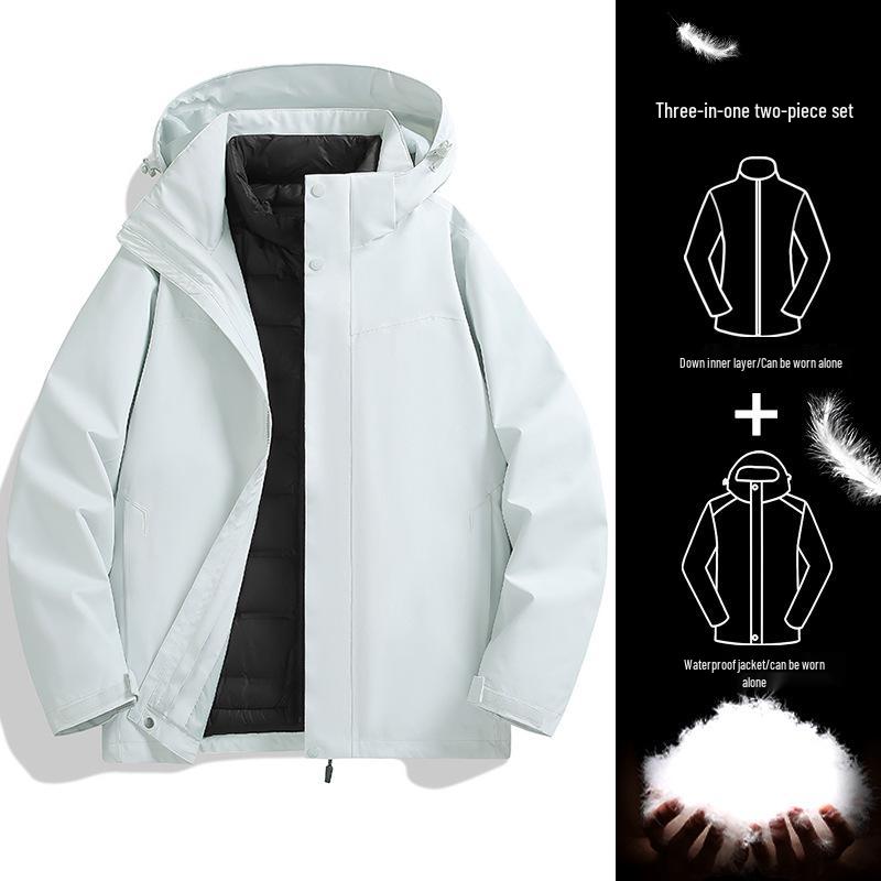 Op maat Gemaakte Winddichte en Waterdichte Heren 3-in-1 Outdoor Jas met Logo Bedrukking voor Bedrijfs- en Teamkleding