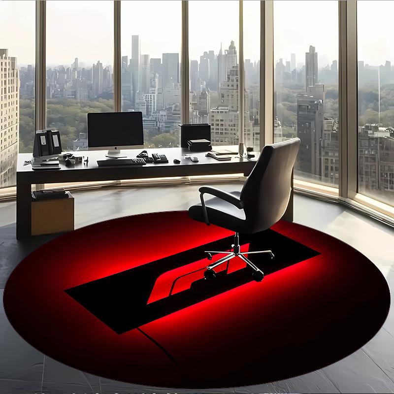 Formula 1 (6) Round Office Rug Decorative Floor Rug for Office Bedroom Living Room and Home Space