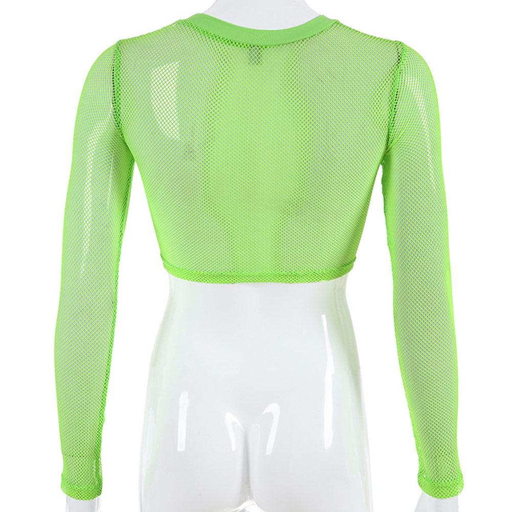 Transparent Crop Top Long Sleeve Mesh 