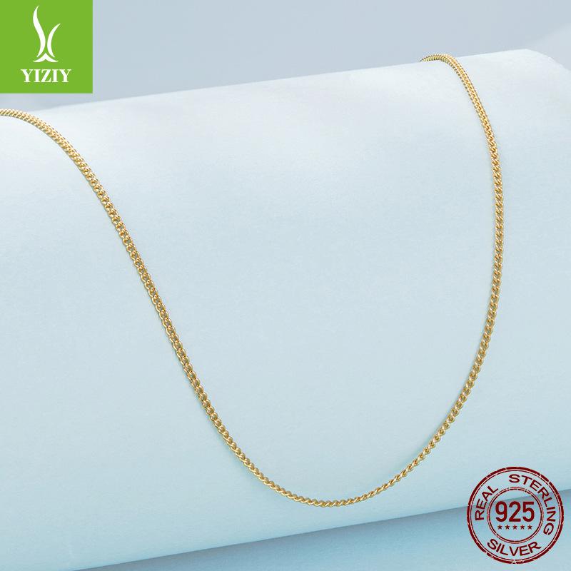 Simple S925 Sterling Silver Basic Side Chain Necklace Stylish Versatile Plain Silver Collarbone Chain