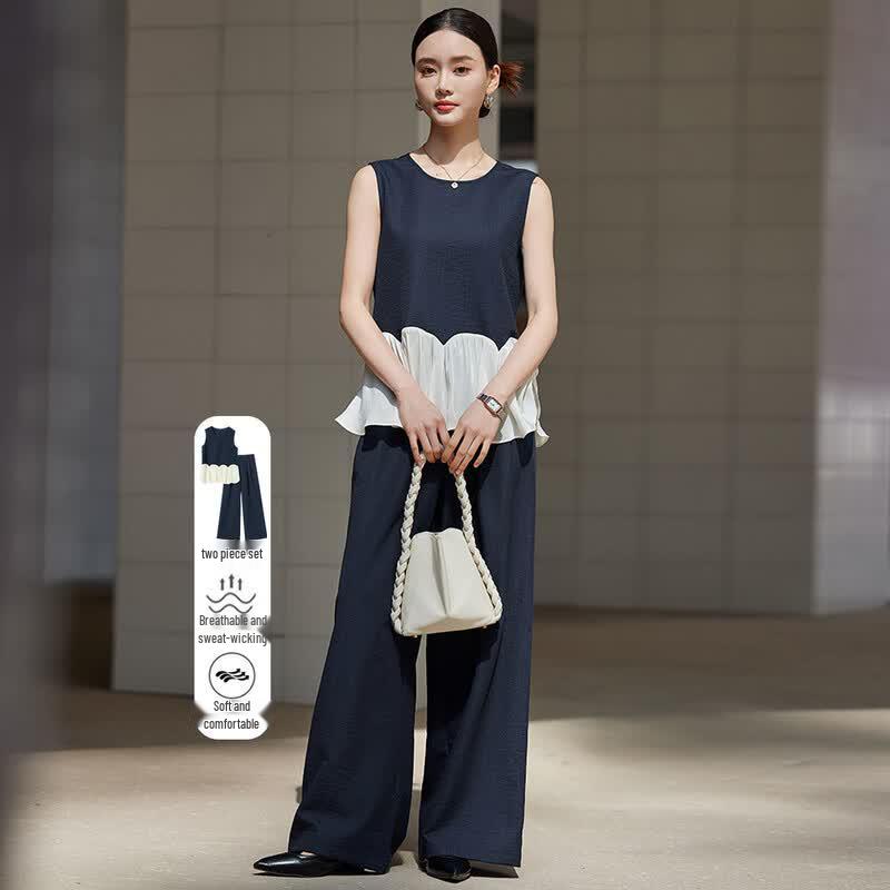 Women s Sleeveless Patchwork Two-Piece Set XL