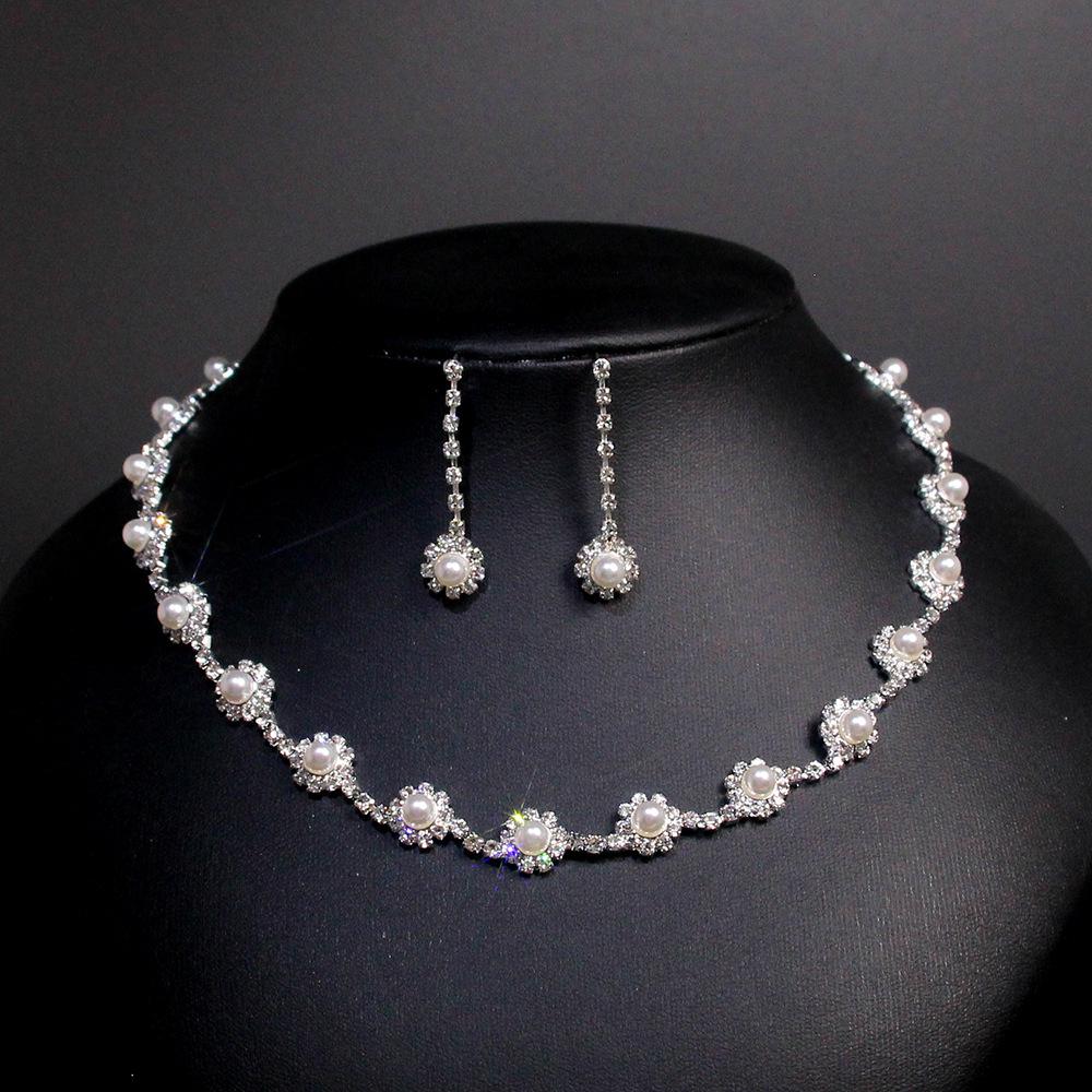 Korea Metal Claw Chain Rhinestone Wedding Necklace Bridal Necklace Earrings Jewelry Banquet Necklace Jewelry Set