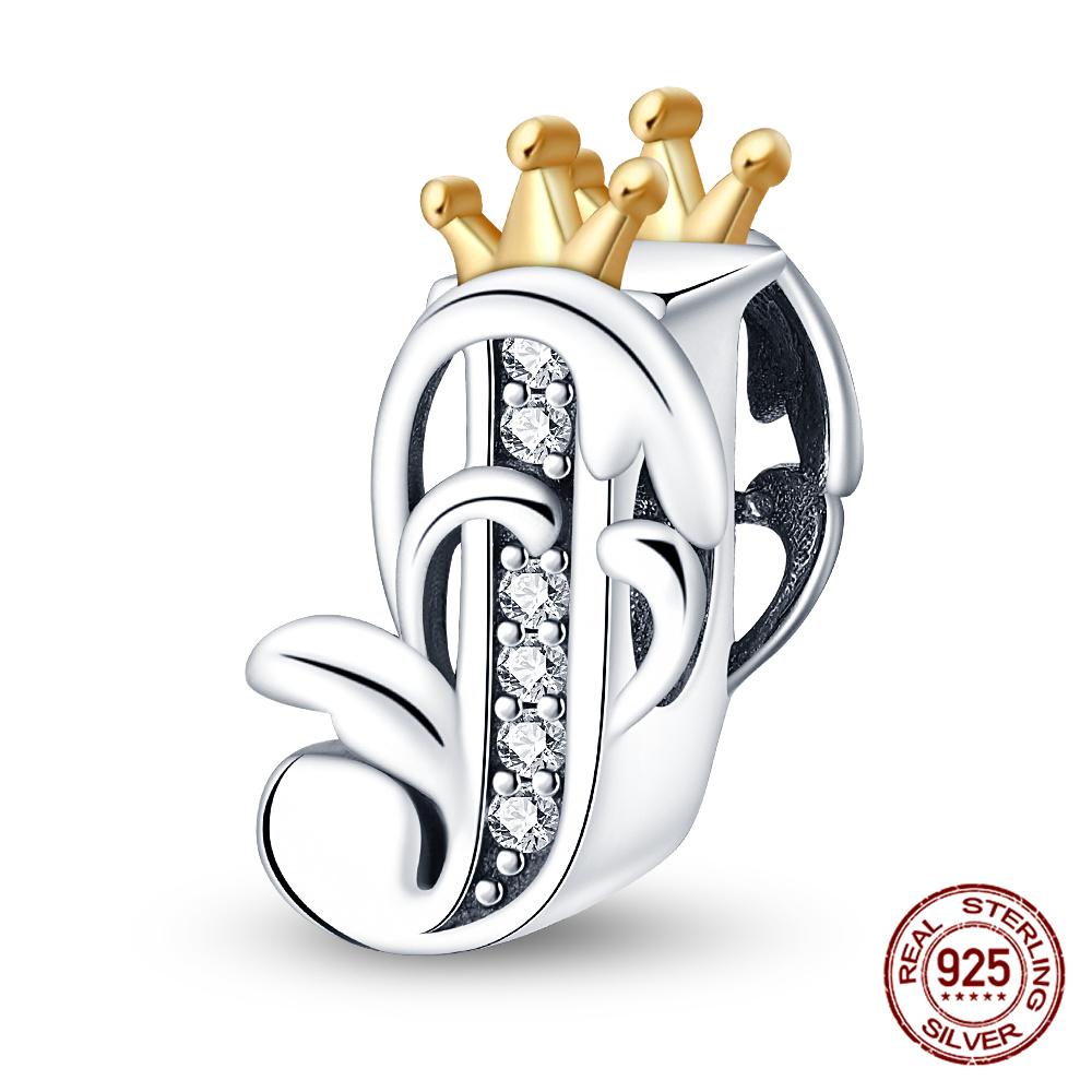 Classic Crown 26 Letters A-Z Copper Charms Fitoriginal Bracelets Diy Jewelry Making For Women Gift