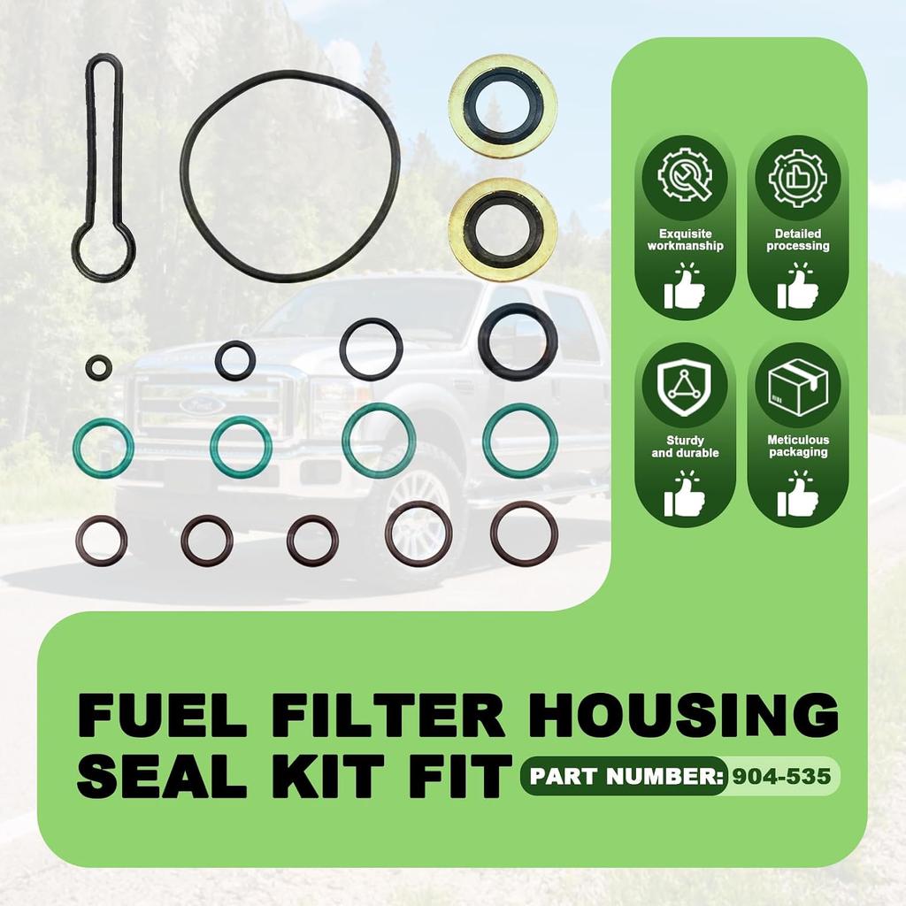 904-535 Fuel Filter Housing Seal Kit Fit for Ford 6.0L Powerstroke | for Excursion F-250 F-350 F-450 F-550 Super Duty 2003-2007 V8 Replace