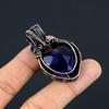 London Blue Topaz Handgefertigter Schmuckanhänger mit Kupferdrahtwicklung 1,97" M9f78