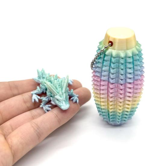 Spiky Grippie Stim Fidget Toy with Articulated Dragon Hand Massager Keychain Stress Relief Pain Stimming Tool Portable Bumpy Roller Sensory Toy