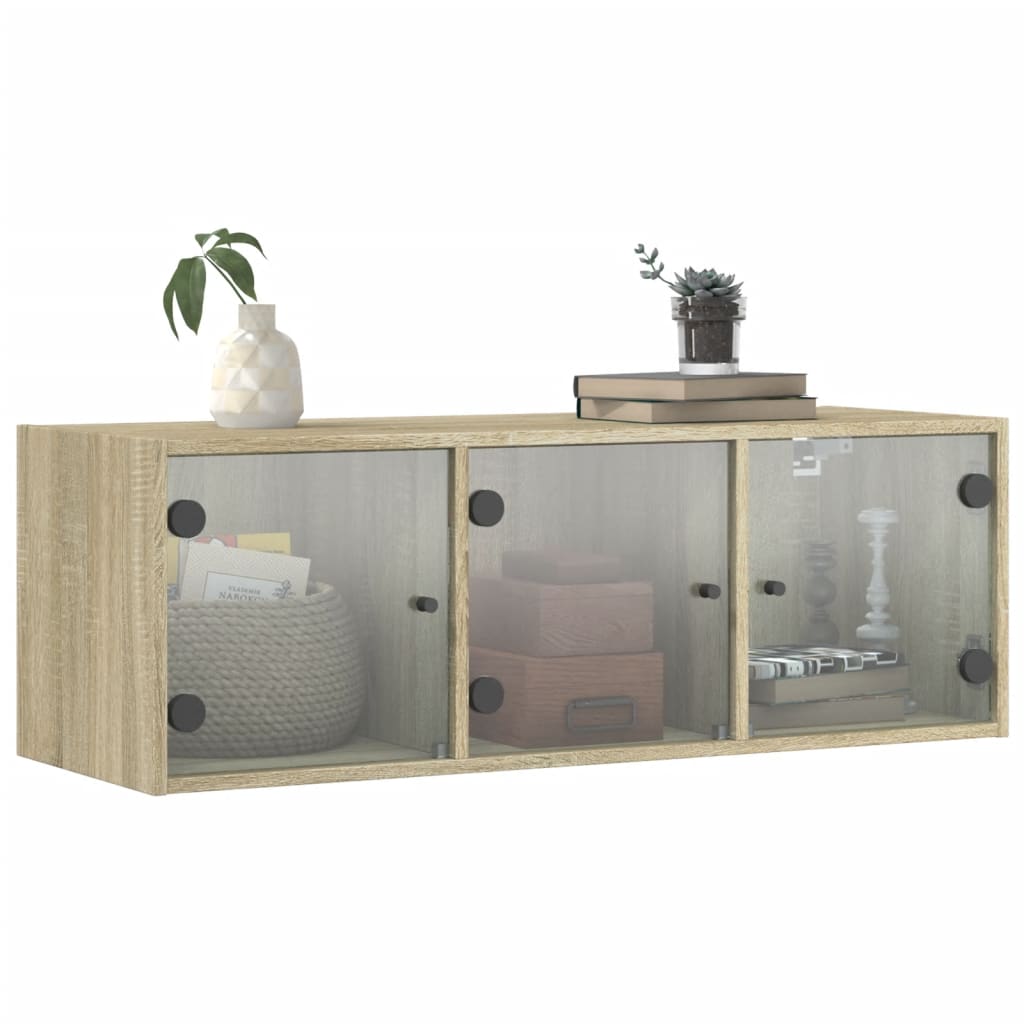 Wall Cabinet with Glass Doors Sonoma Oak 102 X 37 X 35 Cm