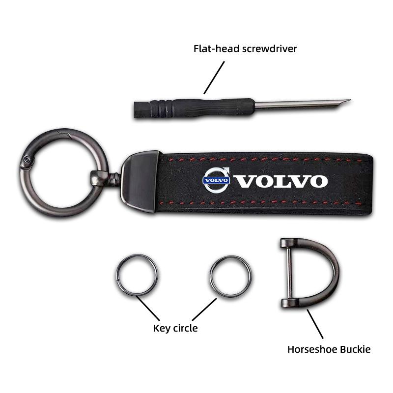 

Suede Car Keychain Zinc Alloy Key Ring Accessories For Volvo XC-Classic V60 V40 XC90 S60 XC60 V70 S90 XC40 V90 EX90 EM90 S80L T6